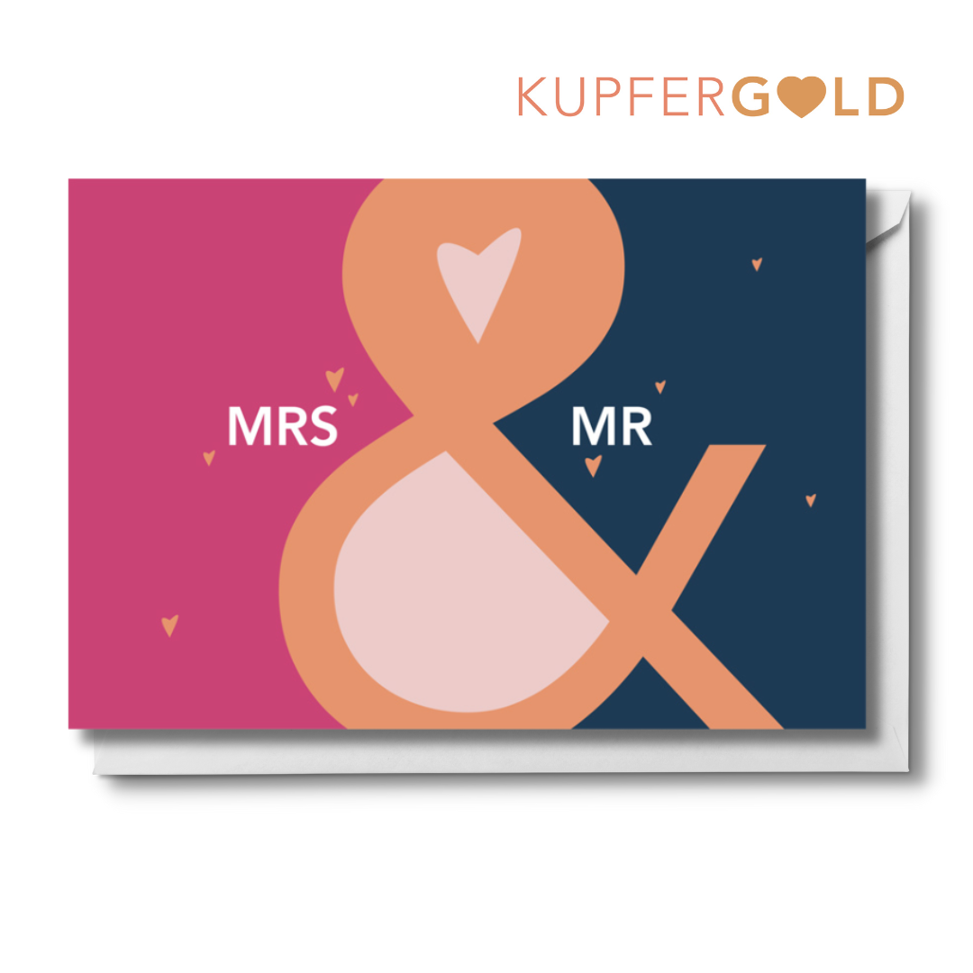 Kupfergold Doppelkarte - Mrs & Mr