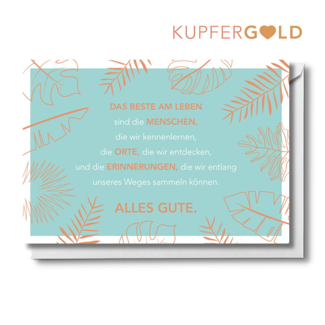 Kupfergold Doppelkarte - Weises Blattwerk