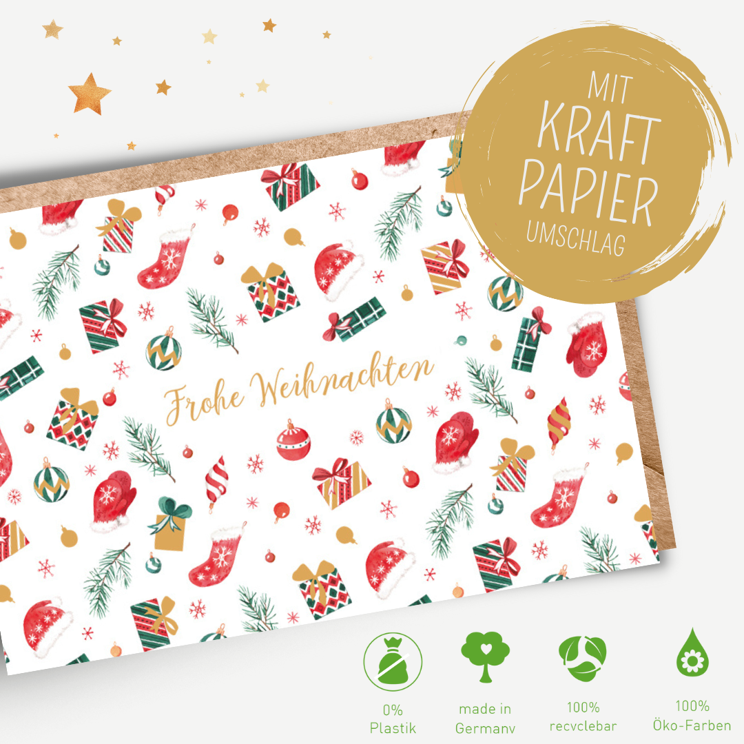 Green Karma XMAS Doppelkarte - Klassisches Weihnachtsmuster