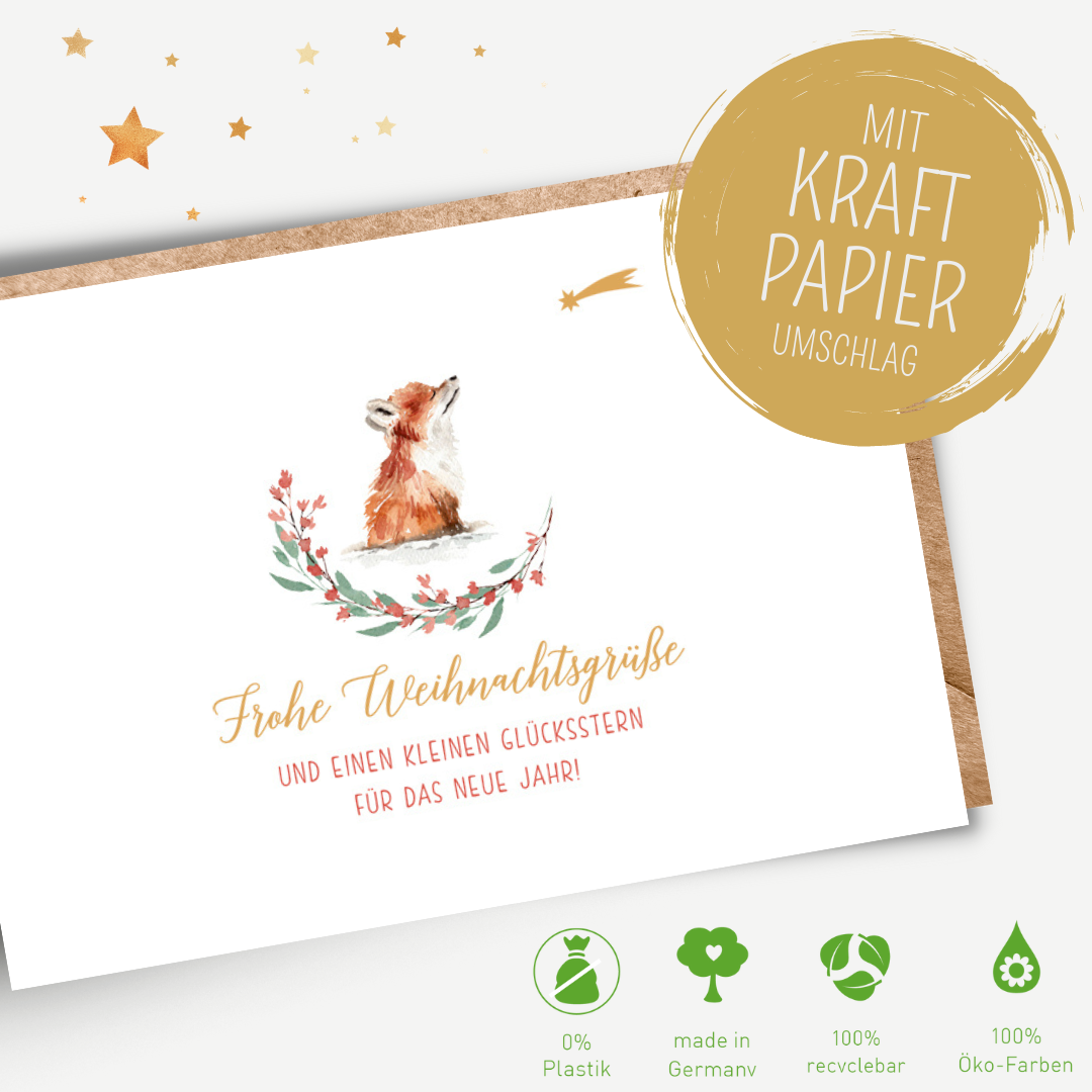 Green Karma XMAS Doppelkarte - Kleiner Fuchs wünscht sich was