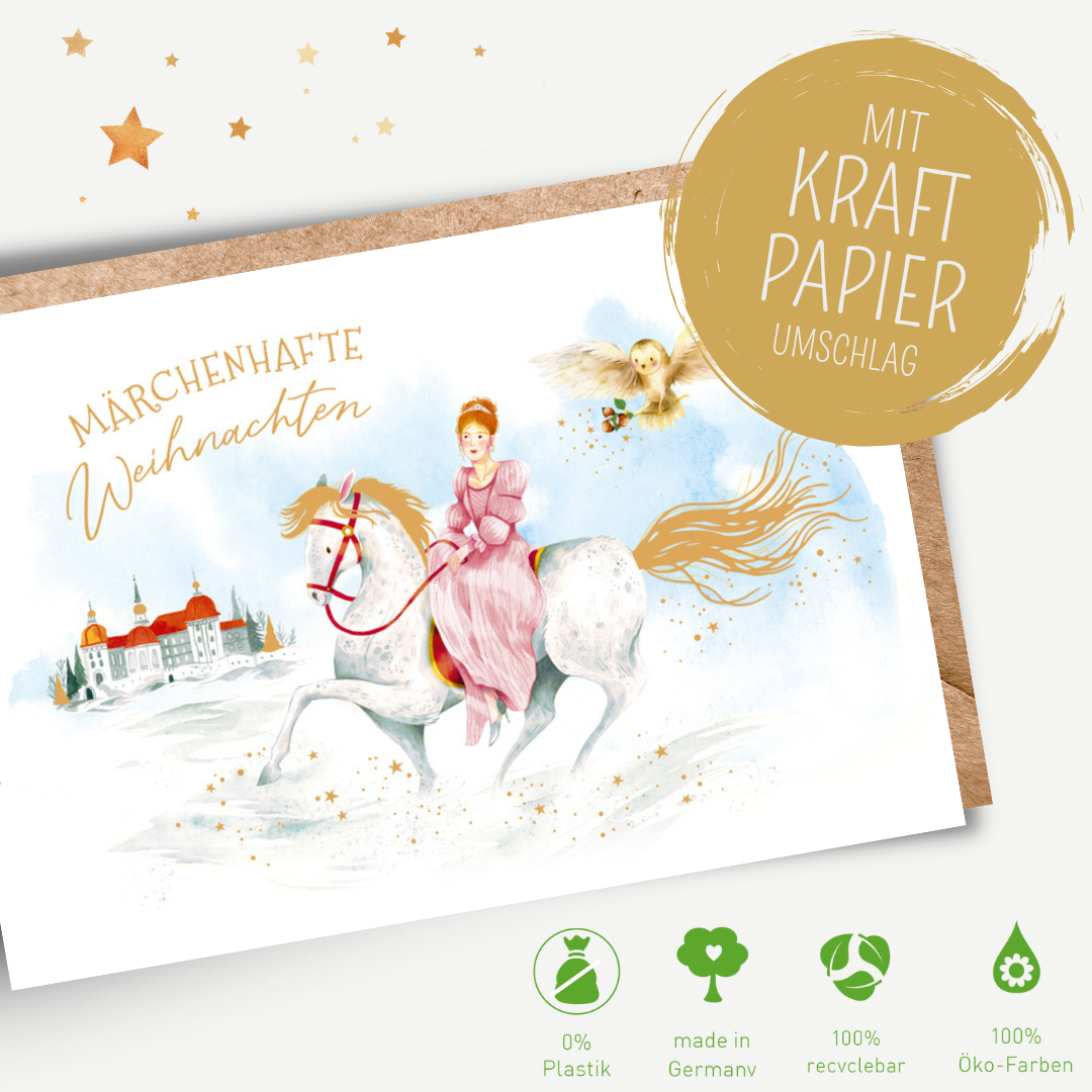 Green Karma XMAS Doppelkarte - Drei Haselnüsse für Aschenbrödel