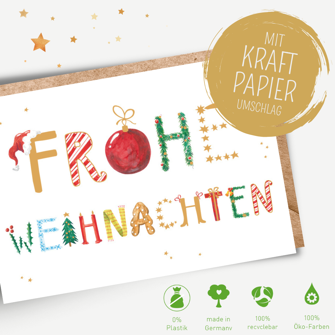 Green Karma XMAS Doppelkarte - Dekorative Buchstaben