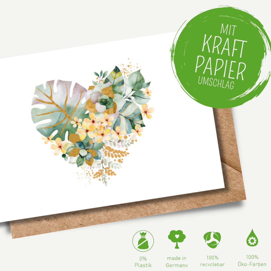 Green Karma Doppelkarte - Pflanzenherz