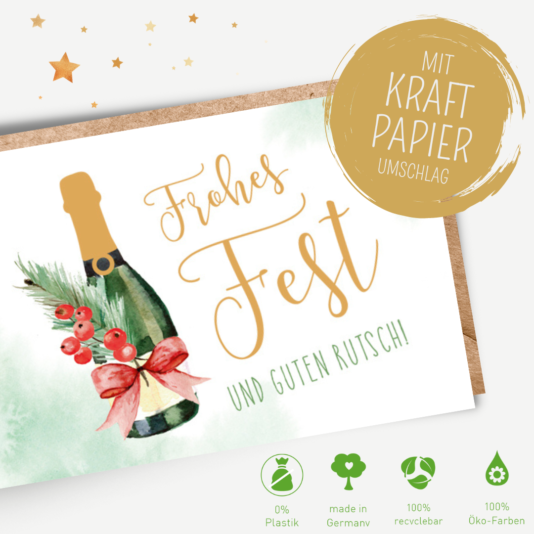 Green Karma XMAS Midikarte - Sektflasche