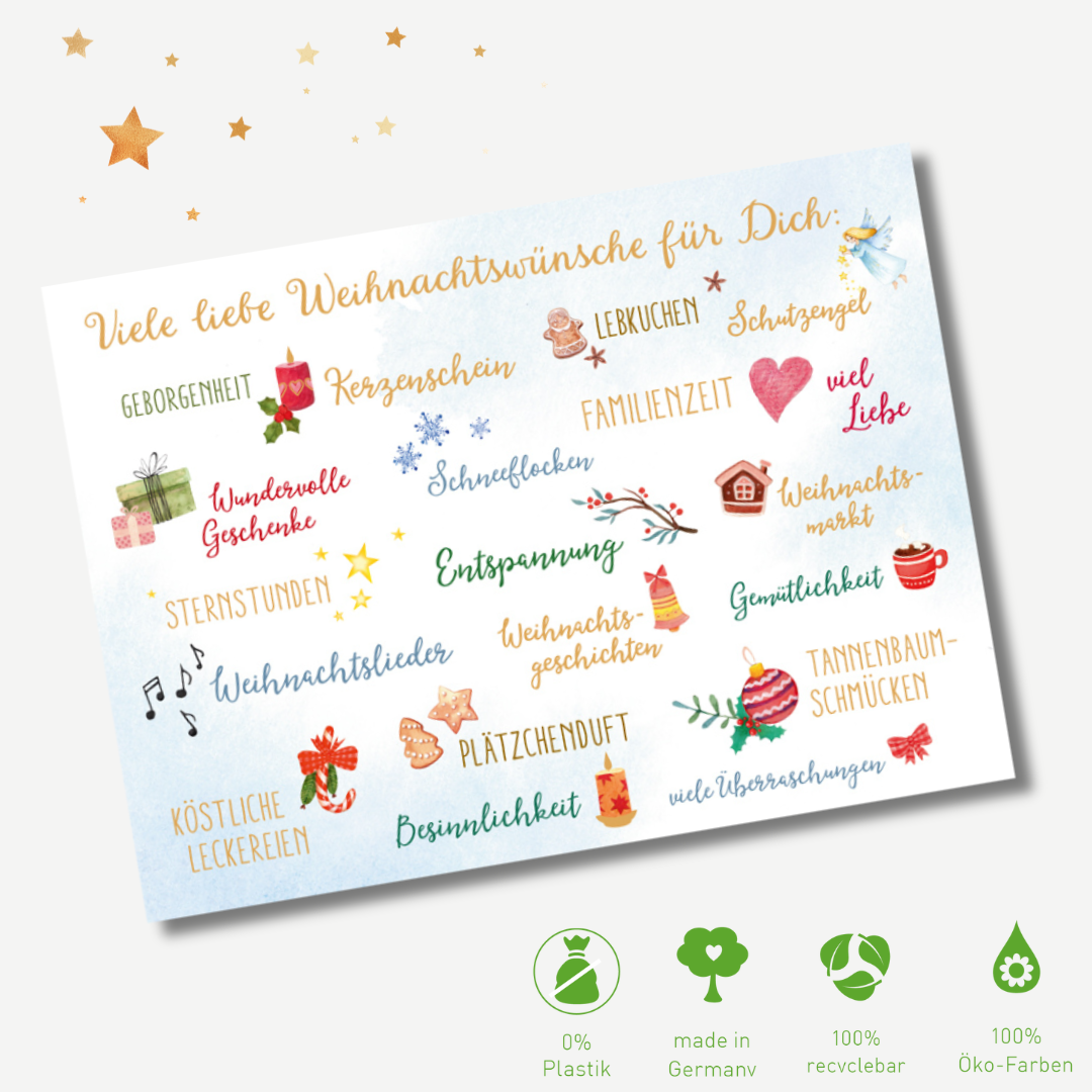 Green Karma XMAS Postkarte - Viele liebe Weihnachtswünsche