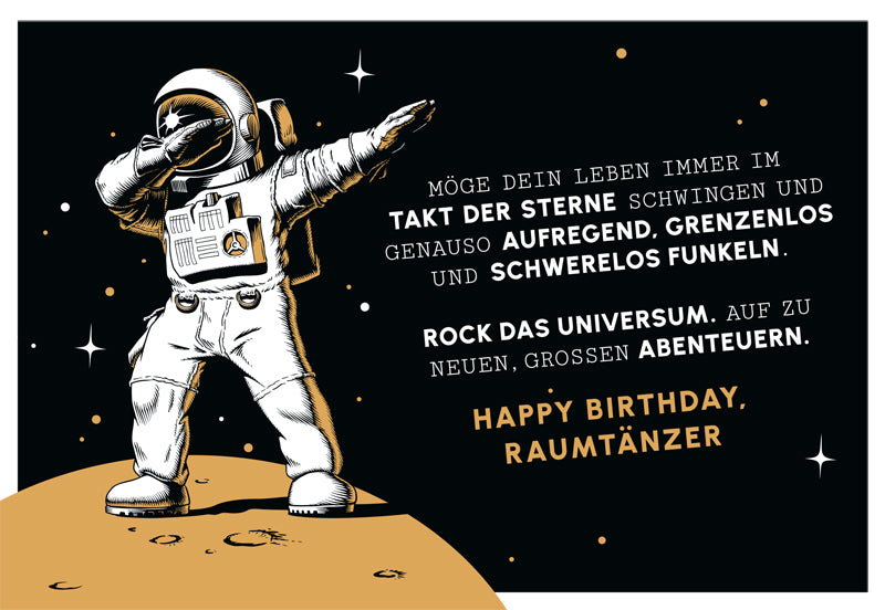 Edelschwarz Doppelkarte - Raumtänzer im All