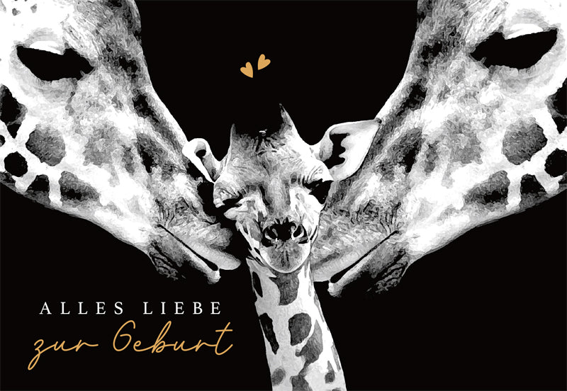 Edelschwarz Doppelkarte - Giraffenbaby