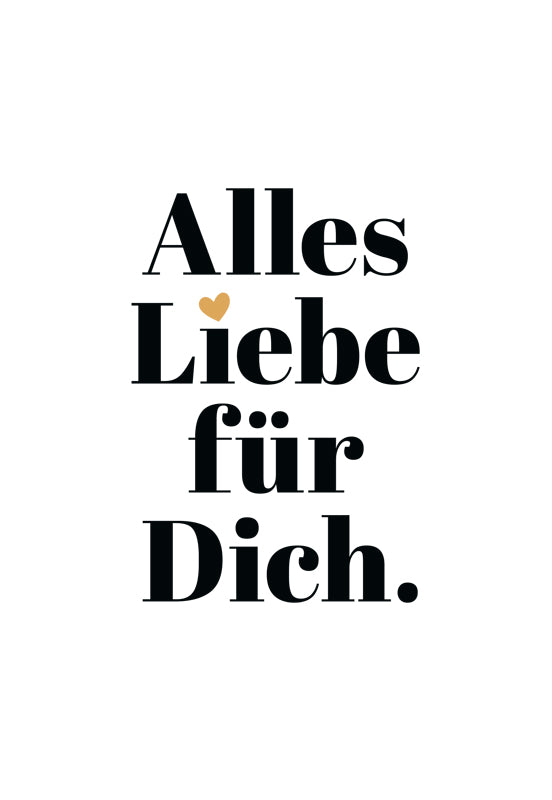Edelschwarz Doppelkarte - Alles Liebe Typo