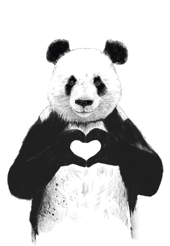 Edelschwarz Doppelkarte - Panda Herz