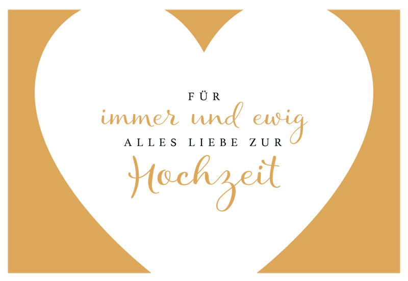 Edelschwarz Doppelkarte - Herz zur Hochzeit