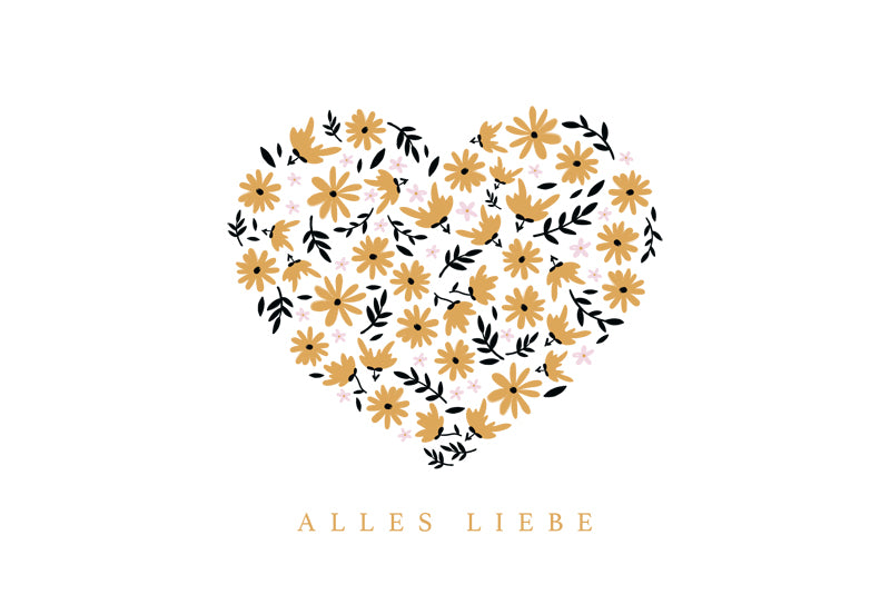 Edelschwarz Doppelkarte - Blumenherz