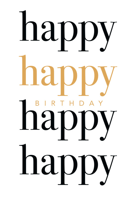 Edelschwarz Doppelkarte - happy happy happy BIRTHDAY