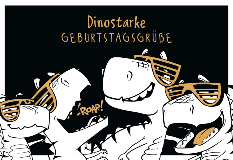 Edelschwarz Doppelkarte - Dinostarke Wünsche