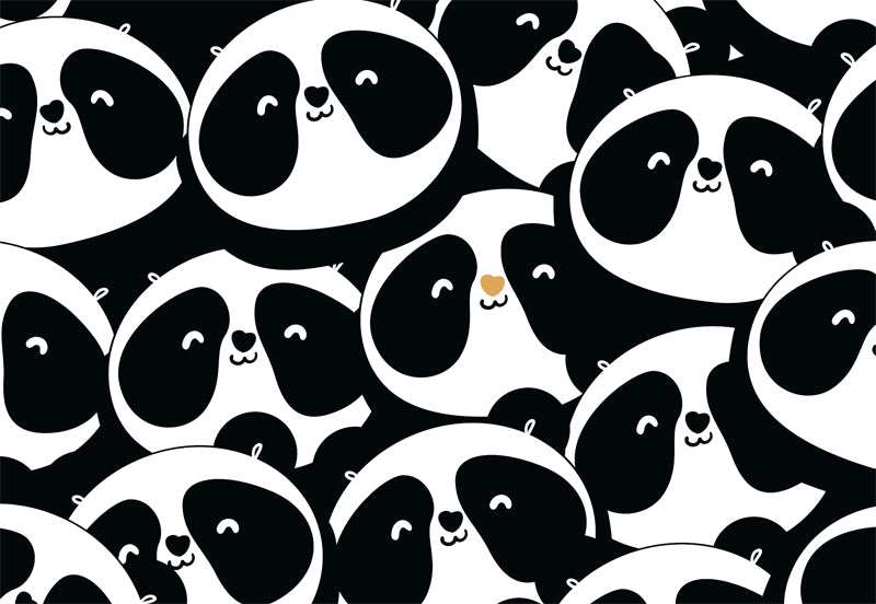 Edelschwarz Doppelkarte - Viele Pandas