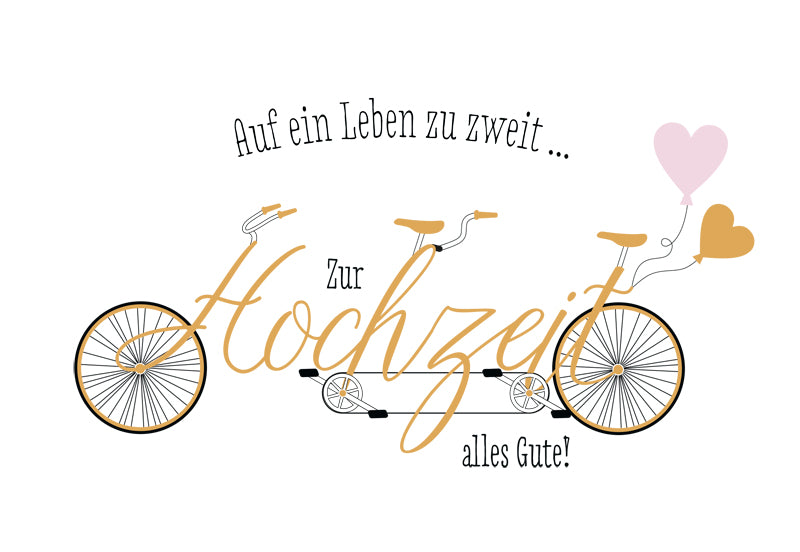 Edelschwarz Doppelkarte - Hochzeits-Tandem