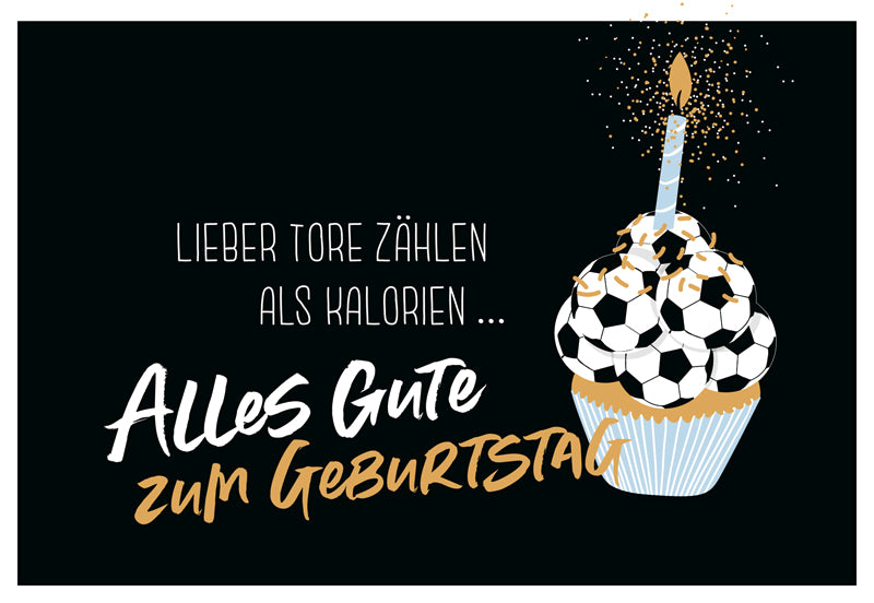 Edelschwarz Doppelkarte - Fußballcupcake