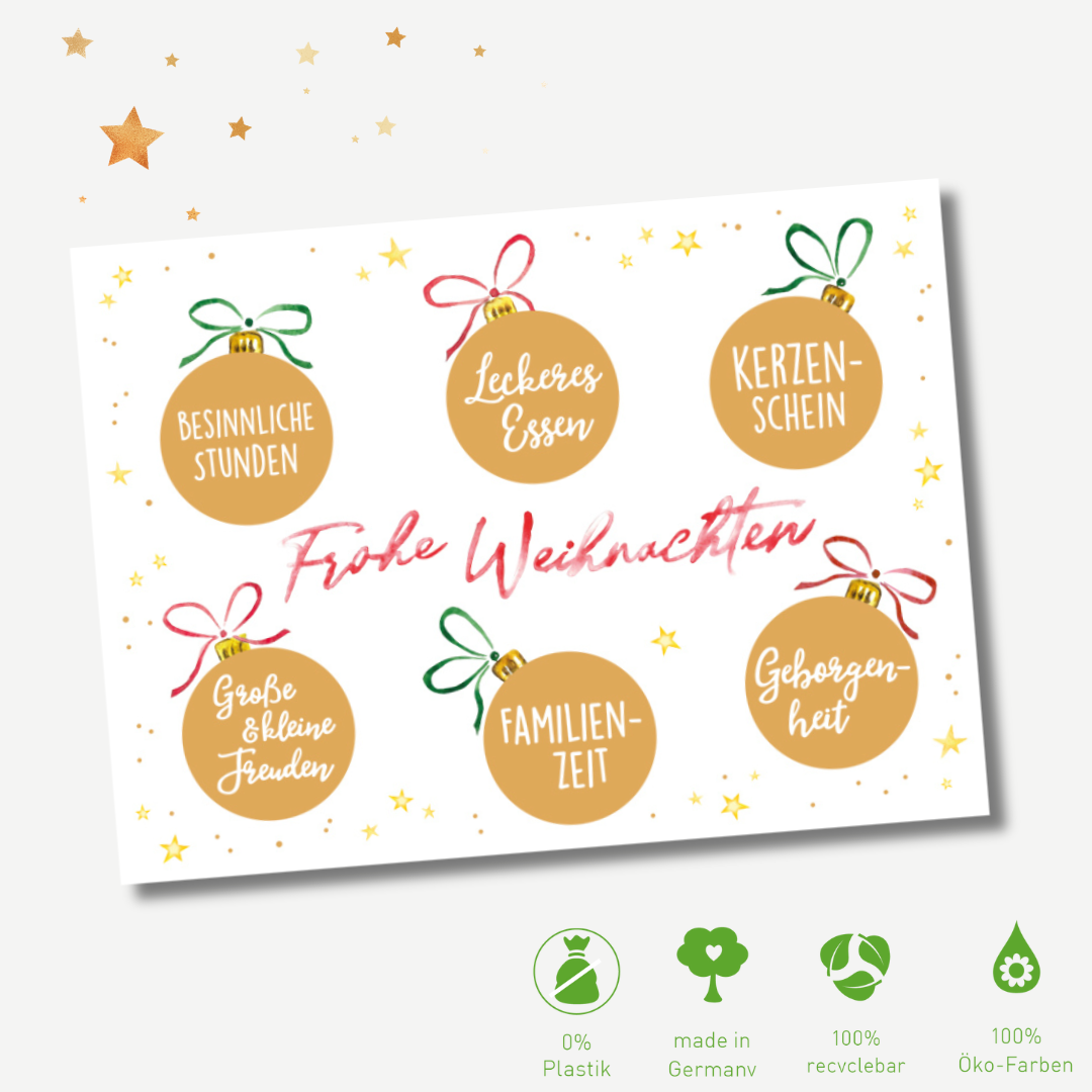 Green Karma XMAS Postkarte - Weihnachtskugeln