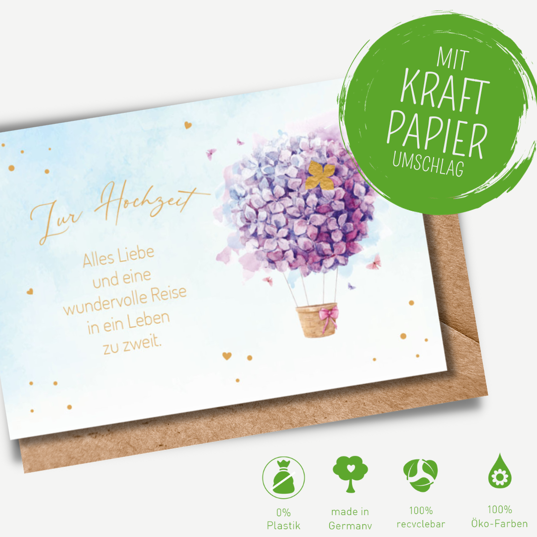 Green Karma Doppelkarte - Hochzeits-Blumen-Ballon