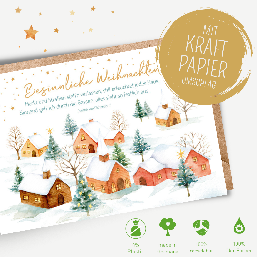 Green Karma XMAS Doppelkarte - Weihnachtsdorf