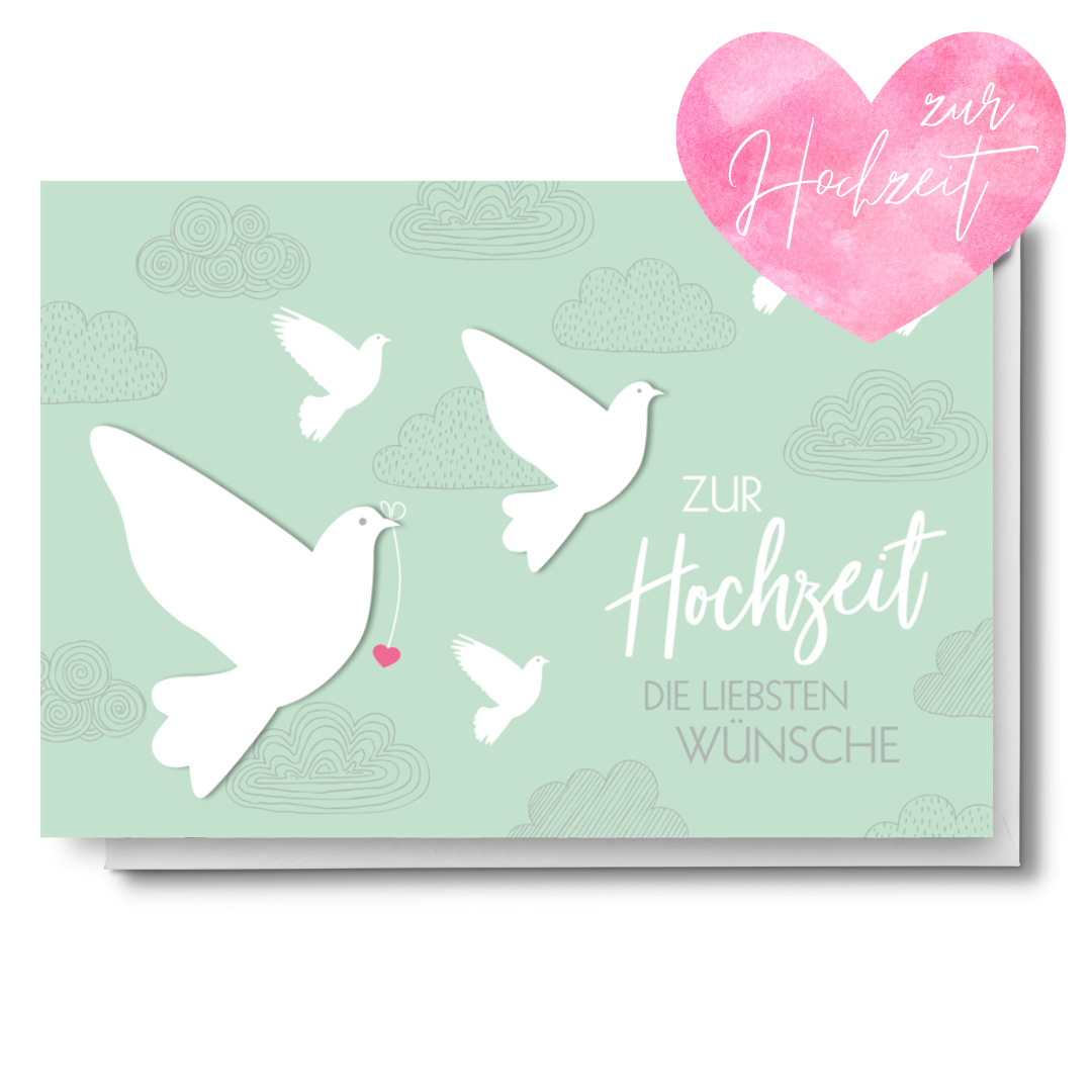Hochzeitstaube Doppelkarte