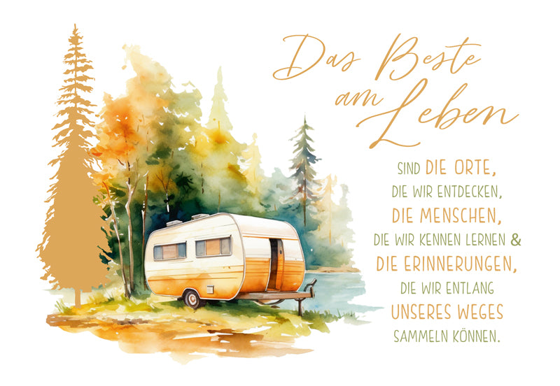 Green Karma Doppelkarte - Wohnwagen am See