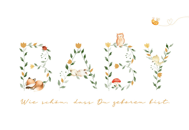 Green Karma Doppelkarte - Baby Typo