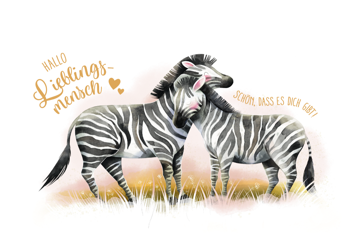 Green Karma Doppelkarte - Zebra-Umarmung