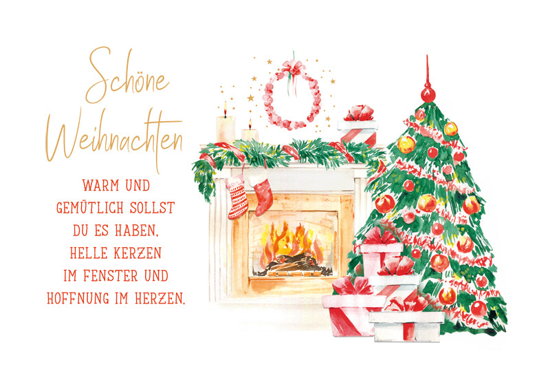 Green Karma XMAS Doppelkarte - Gemütlich am Kaminfeuer