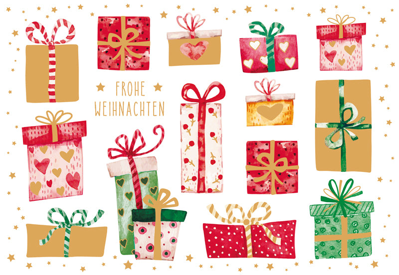 Green Karma XMAS Doppelkarte - Bunte Geschenke