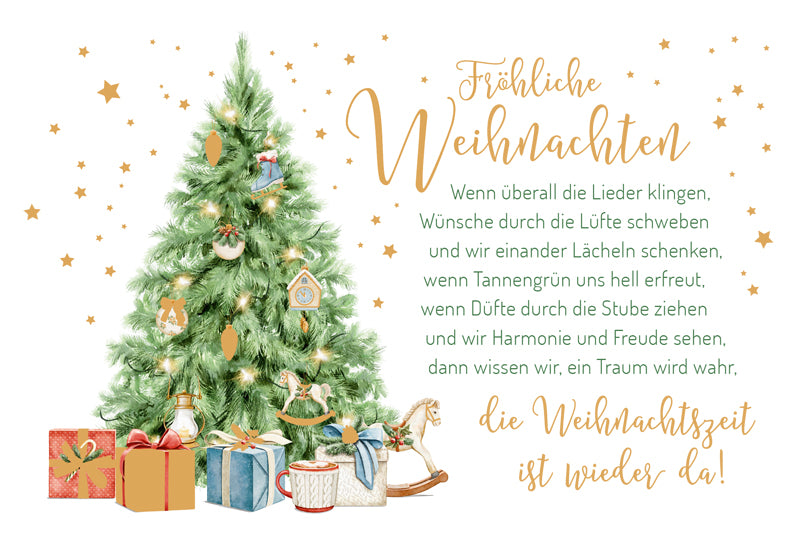 Green Karma XMAS Doppelkarte - Geschmückter Tannenbaum