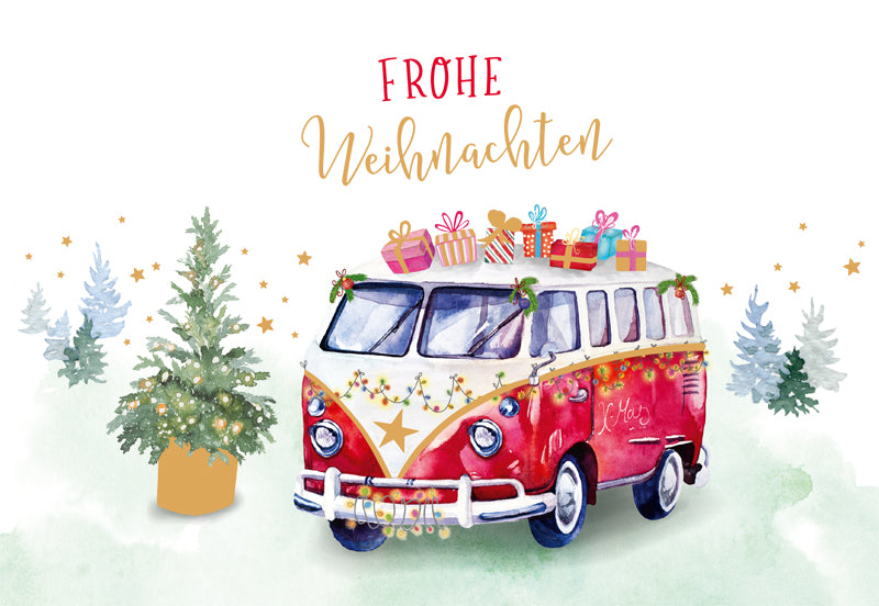 Green Karma XMAS Doppelkarte - Weihnachtlicher Bulli