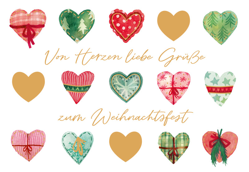 Green Karma XMAS Doppelkarte - Viele weihnachtliche Herzen