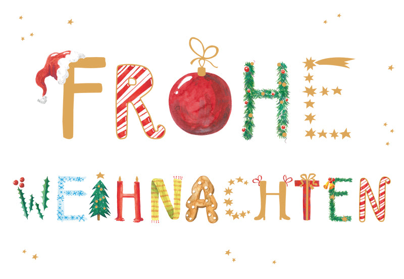 Green Karma XMAS Doppelkarte - Dekorative Buchstaben