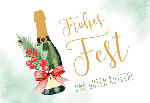 Green Karma XMAS Midikarte - Sektflasche
