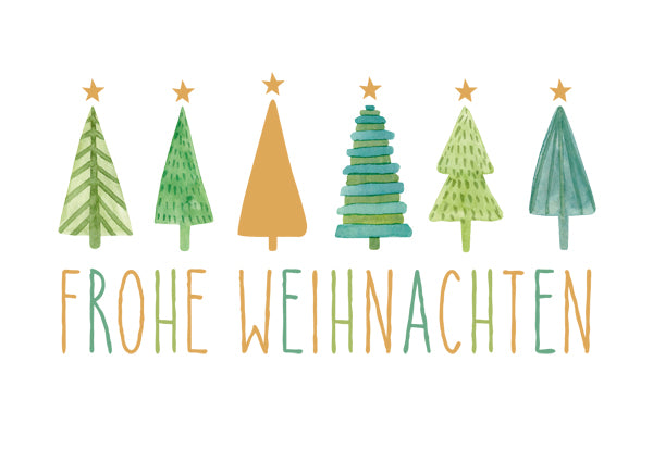 Green Karma XMAS Midikarte - Reihe von Tannenbäumchen
