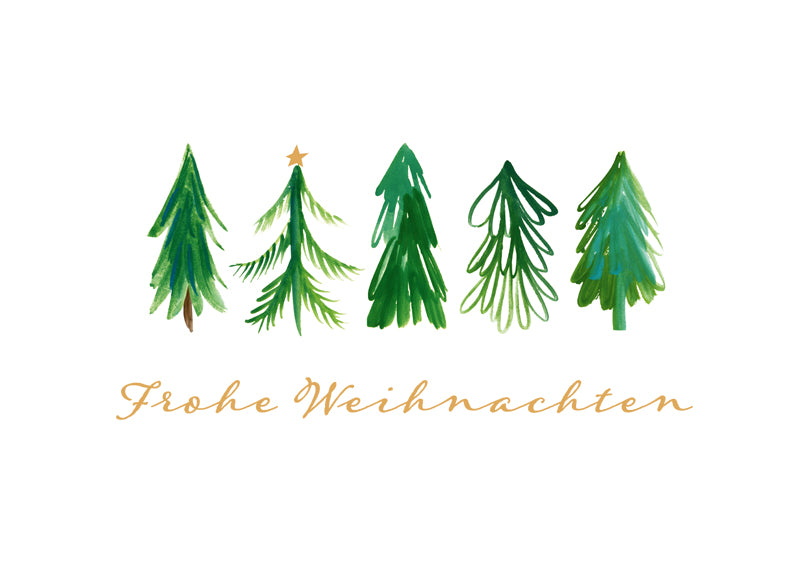 Green Karma XMAS Postkarte - Fröhliche Tannen