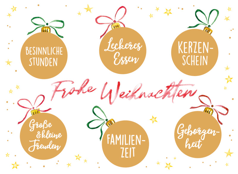 Green Karma XMAS Postkarte - Weihnachtskugeln