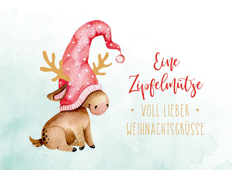 Green Karma XMAS Postkarte - Zipfelmütze voller Grüße
