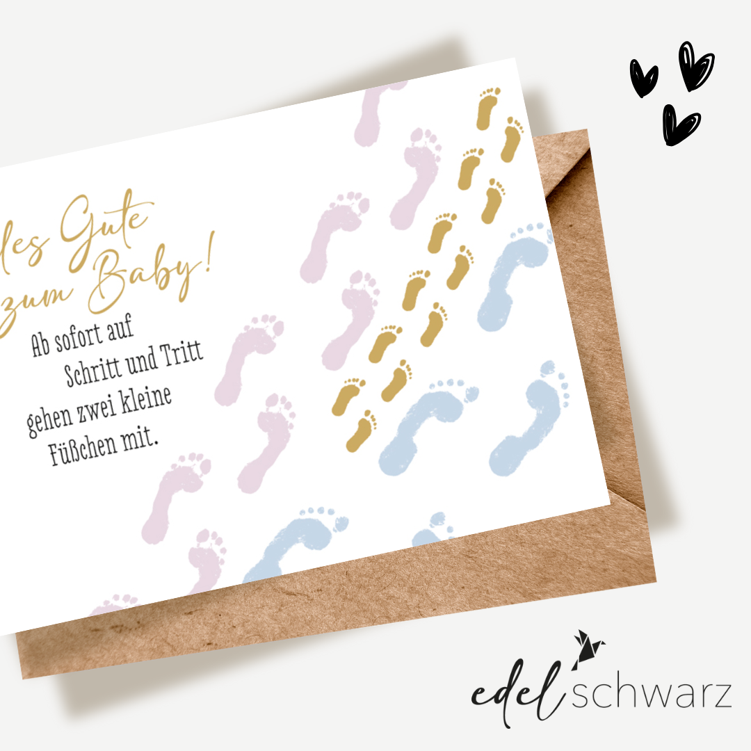 Edelschwarz Doppelkarte - Kleine Schritte