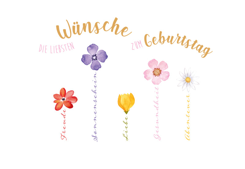 Green Karma Doppelkarte - Blumen-Wünsche