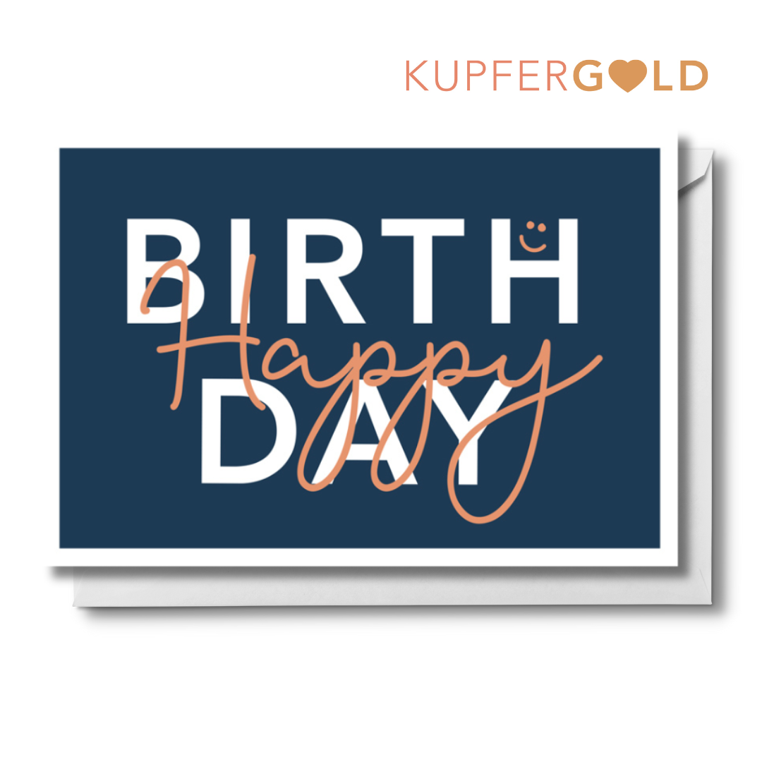 Kupfergold Doppelkarte -  HAPPY BIRTHDAY