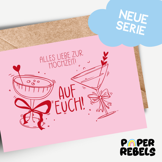 PaperRebels Doppelkarte - Auf Euch Gläser mit Schleifen