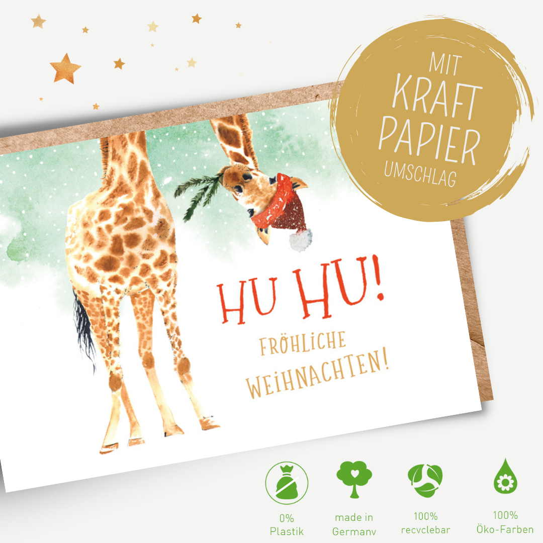 Green Karma XMAS Doppelkarte -  Lustige Giraffe