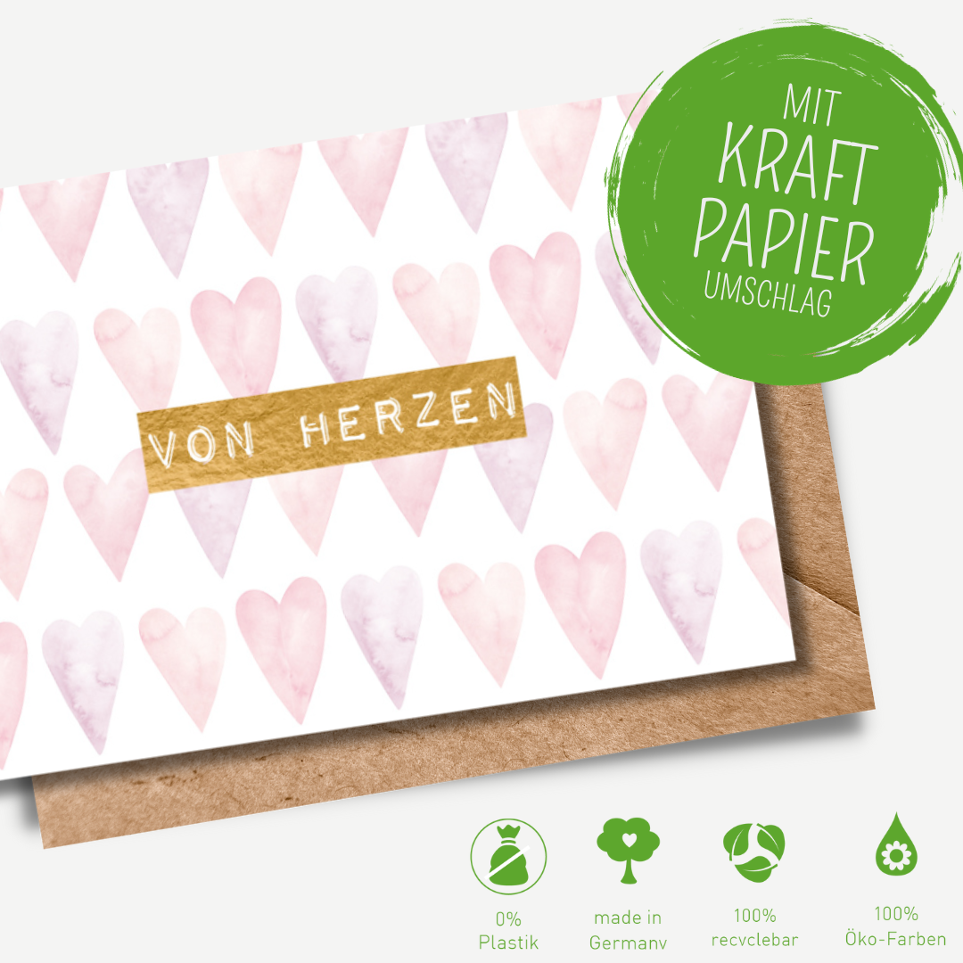 Green Karma Doppelkarte - Herz an Herz