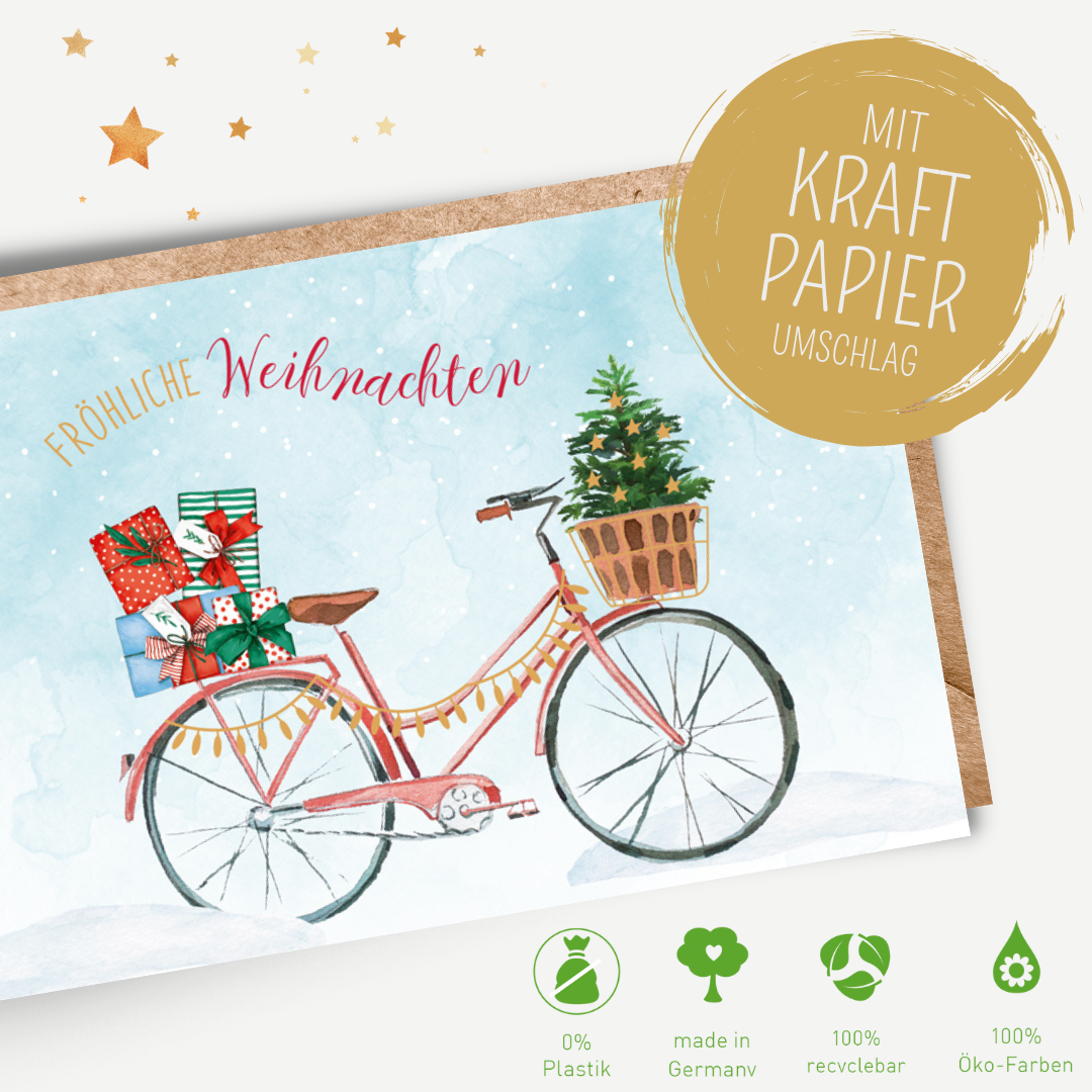 Green Karma XMAS Doppelkarte -  Weihnachts-Shopping mit dem Rad