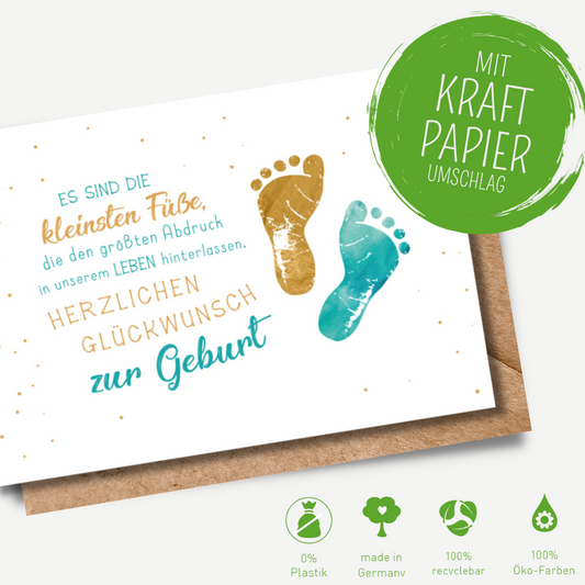 Green Karma Doppelkarte - Baby Füße