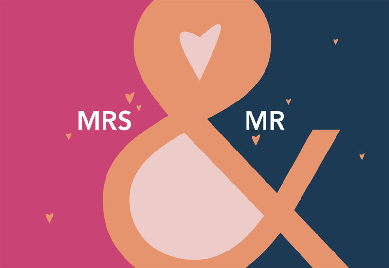 Kupfergold Doppelkarte - Mrs & Mr