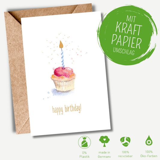 Green Karma Doppelkarte - cupcake