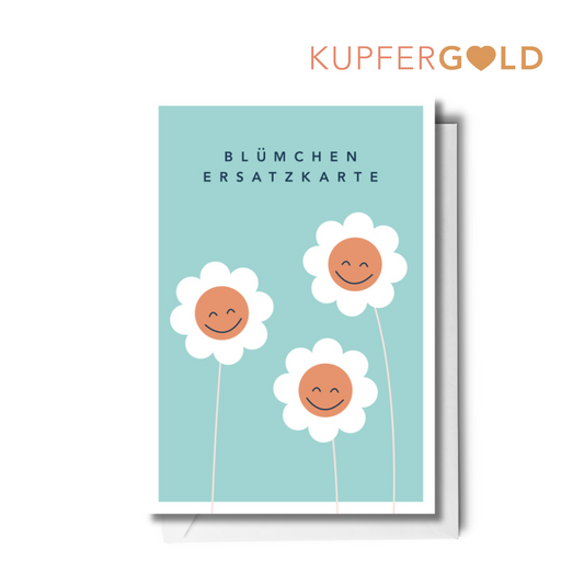 Kupfergold Doppelkarte - Drei süße Blümchen