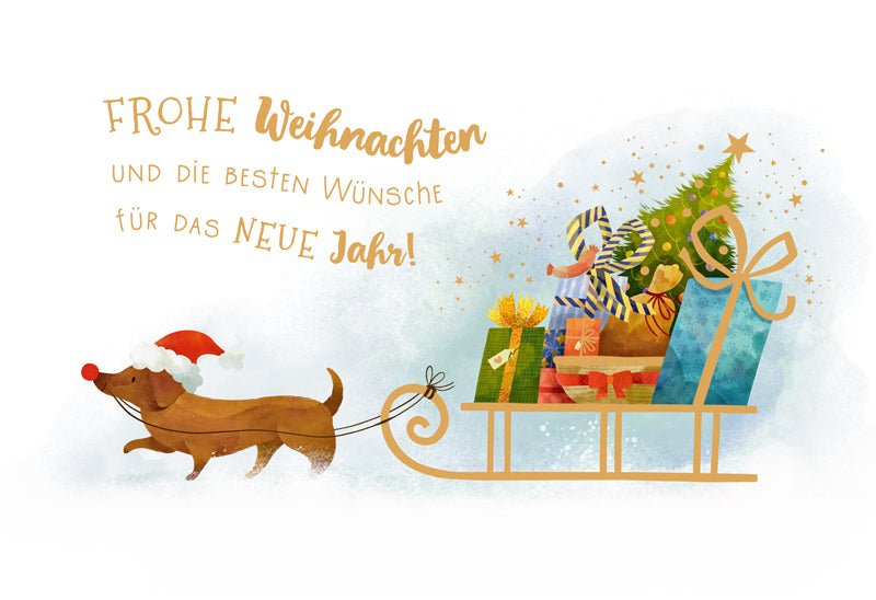 Green Karma XMAS Doppelkarte - Schlittenhund